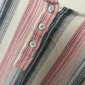 Chelsea & Theodore Linen Blend Pink and Blue Striped Romper